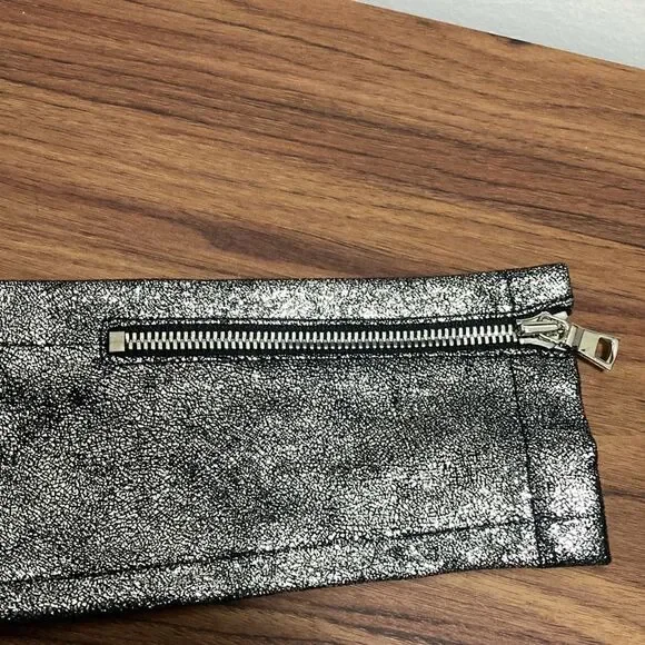 RTA Calfskin Silver Metallic Leather Mini Dress with Exposed Zippers. Size 0. - Picture 9 of 11